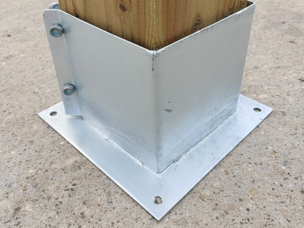 Galvanised Post Holder For Garden Shelter 150mm X 150mm