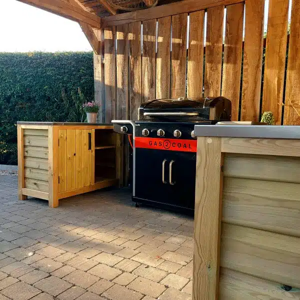Shelved Rustic Unit with Steel Work Surface - Image 7