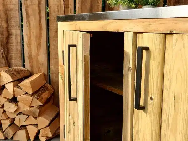 Shelved Rustic Unit with Steel Work Surface - Image 6