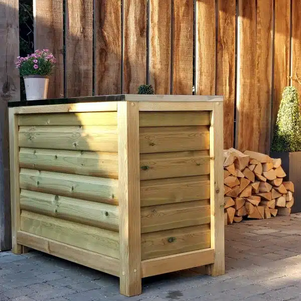 Shelved Rustic Unit with Steel Work Surface - Image 5