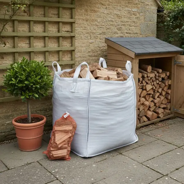 Ash/Birch Kiln Dried Logs -Large Bulk Bag with Kindling Wood