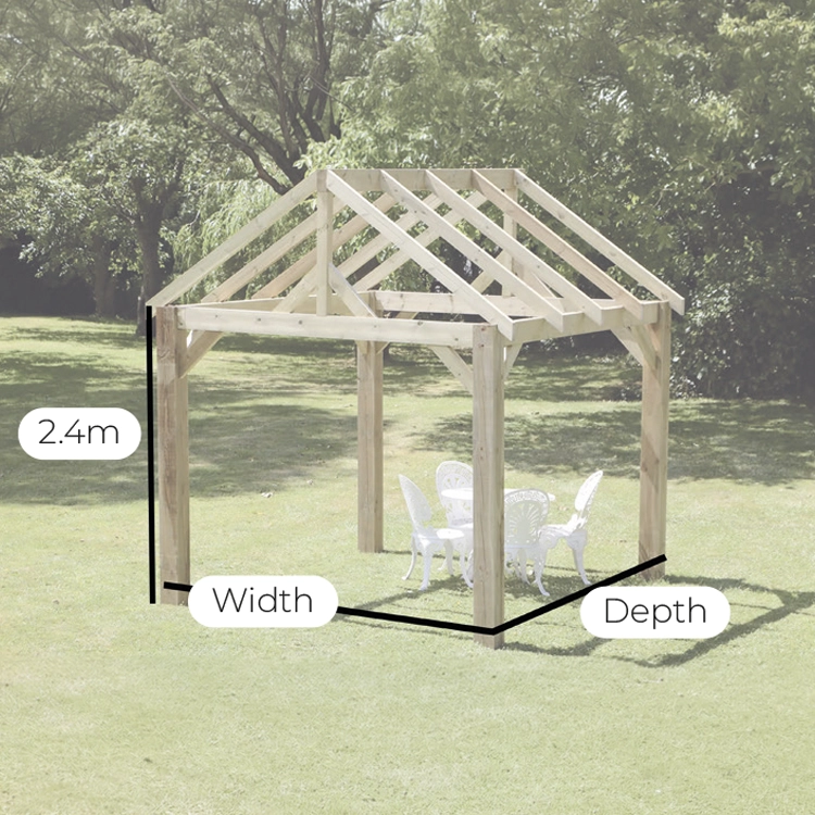 Rustic Wooden Gazebo Kit - Dims
