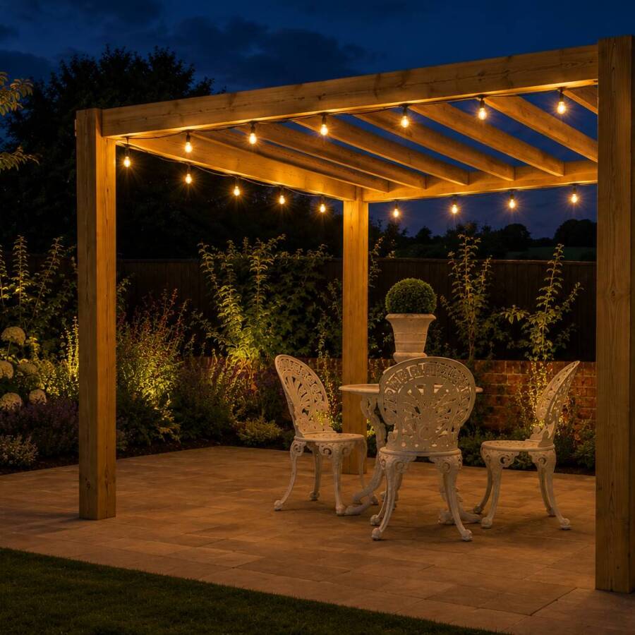 A modern wood pergola for patio spaces image