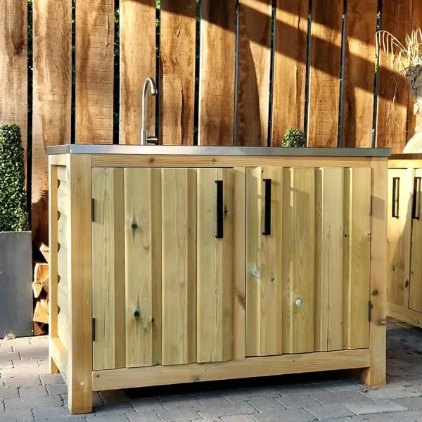 Outdoor Rustic Kitchen Cabinets With Sink And 2 Doors